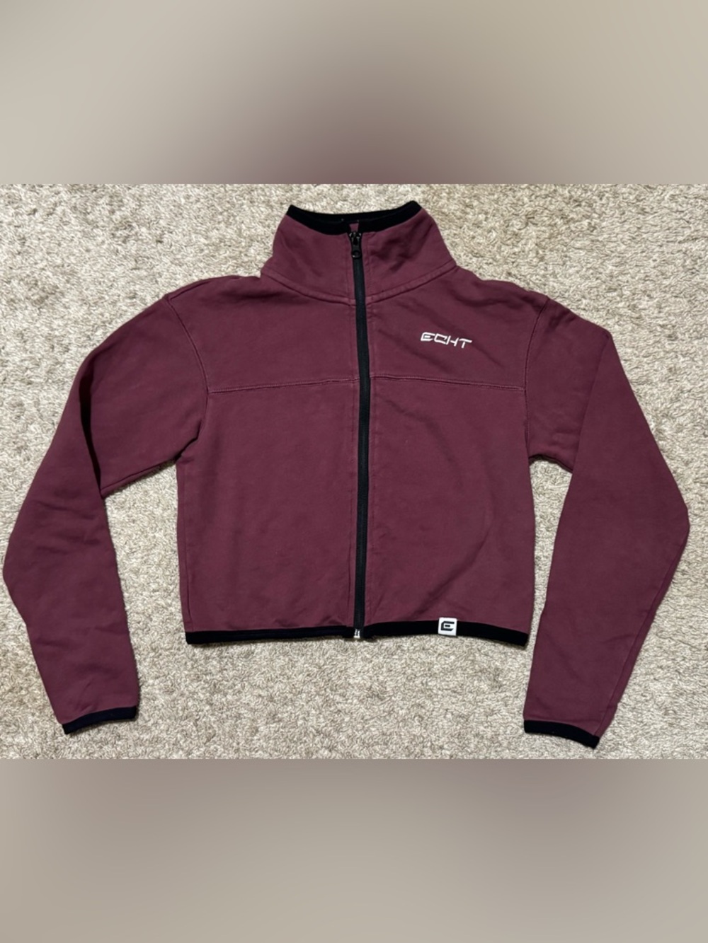 ECHT Cropped Zip Athletic Jacket Women S Burgundy Gym Activewear